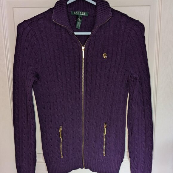 Ralph Lauren Cable Knit Zip-Up Sweater - Size XS - Picture 1 of 6